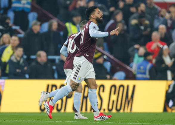 Birmingham, England, 4th March 2026. Douglas Luiz of Aston Villa celebrates scoring their sides first goal during the Aston Villa vs Chelsea Premier League match at Villa Park, Birmingham. Picture credit should read: Cody Froggatt Sportimage EDITORIAL USE ONLY. No use with unauthorised audio, video, data, fixture lists, club league logos or live services. Online in-match use limited to 120 images, no video emulation. No use in betting, games or single club league player publications. SPI_020_CF_ASTON_VILLA_V_CHELSEA SPI-4577-0020