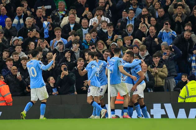 Manchester City v Nottingham Forest, Premier League Rodrigo (16) of Manchester City celebrates scoring to make it 2-1 during the Premier League match between Manchester City and Nottingham Forest at the Etihad Stadium, Manchester, UK on 4 March 2026. Manchester Etihad Stadium Manchester UK Editorial use only DataCo restrictions apply See www.football-dataco.com , Copyright: xConorxMolloyx PSI-23834-0040