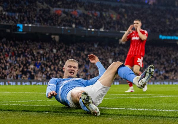 Football - FA Premier League - Manchester City FC v Nottingham Forest FC MANCHESTER, ENGLAND - Wednesday, March 4, 2026: Manchester City s Erling Haaland reacts after being denied a penalty during the FA Premier League match between Manchester City FC and Nottingham Forest FC at the City of Manchester Stadium. (Photo by David Rawcliffe Propaganda) MANCHESTER City of Manchester Stadium GREATER MANCHESTER ENGLAND  Copyright: xDavidxRawcliffex P2026-03-04-Man_City_Notts_Forest-46