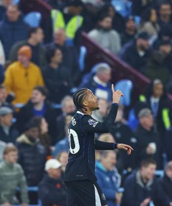 Joao Pedro of Chelsea celebrates scoring a goal to make it 1-4 Aston Villa v Chelsea, Premier League, Football, Villa Park, Birmingham, UK - 04 Mar 2026Birmingham Villa Park United Kingdom EDITORIAL USE ONLY No use with unauthorised audio, video, data, fixture lists, club league logos or live services. Online in-match use limited to 120 images, no video emulation. No use in betting, games or single club league player publications.  Copyright: xMattxWest Shutterstockx 16720016ak