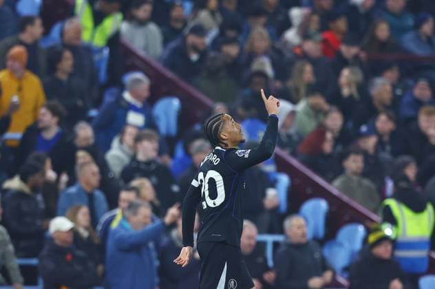Joao Pedro of Chelsea celebrates scoring a goal to make it 1-4 Aston Villa v Chelsea, Premier League, Football, Villa Park, Birmingham, UK - 04 Mar 2026Birmingham Villa Park United Kingdom EDITORIAL USE ONLY No use with unauthorised audio, video, data, fixture lists, club league logos or live services. Online in-match use limited to 120 images, no video emulation. No use in betting, games or single club league player publications.  Copyright: xMattxWest Shutterstockx 16720016al