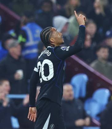 Joao Pedro of Chelsea celebrates scoring a goal to make it 1-4 Aston Villa v Chelsea, Premier League, Football, Villa Park, Birmingham, UK - 04 Mar 2026Birmingham Villa Park United Kingdom EDITORIAL USE ONLY No use with unauthorised audio, video, data, fixture lists, club league logos or live services. Online in-match use limited to 120 images, no video emulation. No use in betting, games or single club league player publications.  Copyright: xMattxWest Shutterstockx 16720016am
