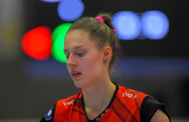 04 03 2026, Dresdens Mette Pfeffer, Volleyball, Bundesliga, Dresdner SC USC Münster, c Dresden