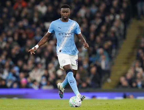 Manchester, England, 4th March 2026. Marc Guehi of Manchester City during the Manchester City vs Nottingham Forest Premier League match at the Etihad Stadium, Manchester. Picture credit should read: Andrew Yates Sportimage EDITORIAL USE ONLY. No use with unauthorised audio, video, data, fixture lists, club league logos or live services. Online in-match use limited to 120 images, no video emulation. No use in betting, games or single club league player publications. SPI_108_AY_Manchester_City_Forest SPI-4576-0114