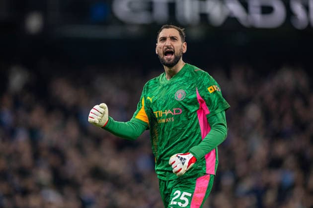 (260305) -- MANCHESTER, March 5, 2026 -- Manchester City s goalkeeper Gianluigi Donnarumma celebrates his side s opening goal during the English Premier League match between Manchester City FC and Nottingham Forest FC in Manchester, Britain, on March 4, 2026. FOR EDITORIAL USE ONLY. NOT FOR SALE FOR MARKETING OR ADVERTISING CAMPAIGNS. NO USE WITH UNAUTHORIZED AUDIO, VIDEO, DATA, FIXTURE LISTS, CLUB LEAGUE LOGOS OR LIVE SERVICES. ONLINE IN-MATCH USE LIMITED TO 45 IMAGES, NO VIDEO EMULATION. NO USE IN BETTING, GAMES OR SINGLE CLUB LEAGUE PLAYER PUBLICATIONS. (SP)BRITAIN-MANCHESTER-FOOTBALL-PREMIER LEAGUE-MANCHESTER CITY VS NOTTINGHAM FOREST LixYing 