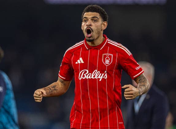 (260305) -- MANCHESTER, March 5, 2026 -- Nottingham Forest s Morgan Gibbs-White celebrates after the English Premier League match between Manchester City FC and Nottingham Forest FC in Manchester, Britain, on March 4, 2026. FOR EDITORIAL USE ONLY. NOT FOR SALE FOR MARKETING OR ADVERTISING CAMPAIGNS. NO USE WITH UNAUTHORIZED AUDIO, VIDEO, DATA, FIXTURE LISTS, CLUB LEAGUE LOGOS OR LIVE SERVICES. ONLINE IN-MATCH USE LIMITED TO 45 IMAGES, NO VIDEO EMULATION. NO USE IN BETTING, GAMES OR SINGLE CLUB LEAGUE PLAYER PUBLICATIONS. (SP)BRITAIN-MANCHESTER-FOOTBALL-PREMIER LEAGUE-MANCHESTER CITY VS NOTTINGHAM FOREST LixYing 