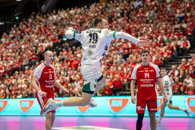 Aalborg Handball v Fuchse Berlin, EHF Champions League handball, Aalborg, Denmark Aalborg, Denmark. 04th, March 2026. Mathias Gidsel (19) of Fuchse Berlin seen during the EHF Champions League match between Aalborg Handball and Füchse Berlin at Sparekassen Danmark Arena in Aalborg. Denmark, Aalborg  Copyright: xGonzalesxPhoto MadsxAndersenx