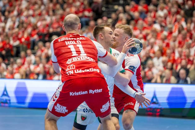 Aalborg Handball v Fuchse Berlin, EHF Champions League handball, Aalborg, Denmark Aalborg, Denmark. 04th, March 2026. Mathias Gidsel (19) of Fuchse Berlin seen during the EHF Champions League match between Aalborg Handball and Füchse Berlin at Sparekassen Danmark Arena in Aalborg. Denmark, Aalborg  Copyright: xGonzalesxPhoto MadsxAndersenx