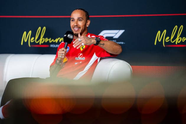 F1 Australian Grand Prix - Lewis Hamilton during Media Day LEWIS HAMILTON (GBR) of Scuderia Ferrari HP 44 at the press conference, PK, Pressekonferenz looking happy on Media Day during the 2026 Formula 1 Qatar Airways Australian Grand Prix at the Albert Park Circuit on March 5, 2026. Photo by Antoine Lapeyre ABACAPRESS.COM Melbourne Australia  Copyright: xLapeyrexAntoine ABACAx