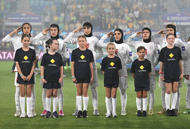 SOCCER ASIAN CUP IRAN AUSTRALIA, Iran players are seen during the National Anthem during the AFC Women™s Asian Cup Group A match between Iran and Australia at Cbus Super Stadium on the Gold Coast, Thursday, March 5, 2026. ( NO ARCHIVING, EDITORIAL USE ONLY GOLD COAST QUEENSLAND AUSTRALIA  Copyright: xDAVExHUNTx 20260305145041871507