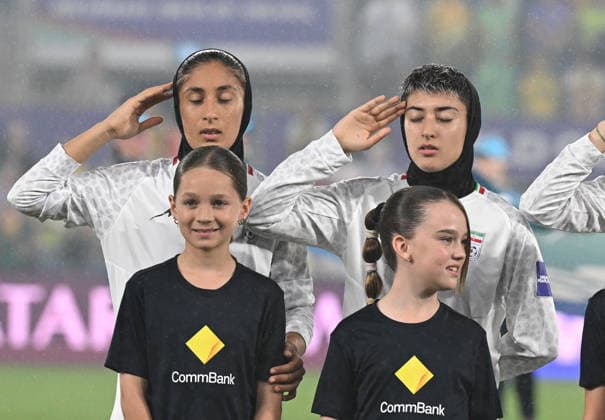 SOCCER ASIAN CUP IRAN AUSTRALIA, Iran players are seen during the National Anthem during the AFC Women™s Asian Cup Group A match between Iran and Australia at Cbus Super Stadium on the Gold Coast, Thursday, March 5, 2026. ( NO ARCHIVING, EDITORIAL USE ONLY GOLD COAST QUEENSLAND AUSTRALIA  Copyright: xDAVExHUNTx 20260305191205451779