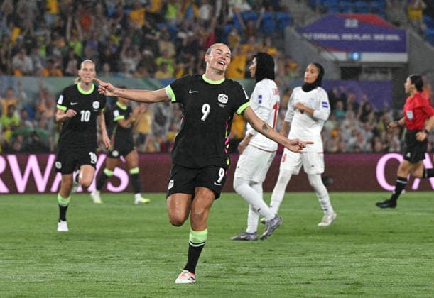 SOCCER ASIAN CUP IRAN AUSTRALIA, Caitlin Foord of Australia celebrates ahead of her goal being disallowed during the AFC Women™s Asian Cup Group A match between Iran and Australia at Cbus Super Stadium on the Gold Coast, Thursday, March 5, 2026. ( NO ARCHIVING, EDITORIAL USE ONLY GOLD COAST QUEENSLAND AUSTRALIA  Copyright: xDAVExHUNTx 20260305126378651035