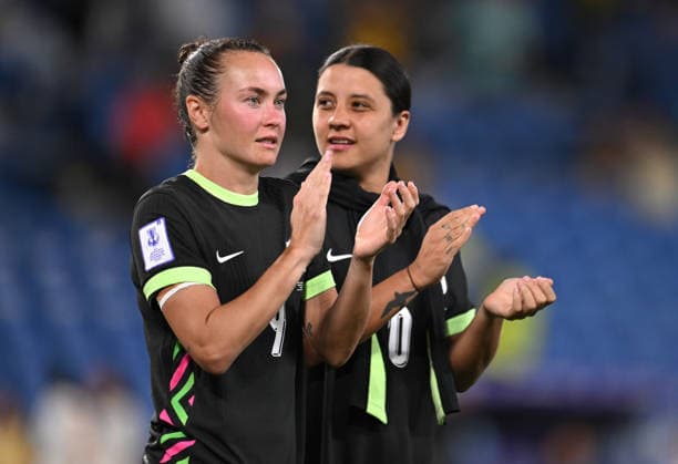 SOCCER ASIAN CUP IRAN AUSTRALIA, Caitlin Foord (left) and Sam Kerr following the AFC Women™s Asian Cup Group A match between Iran and Australia at Cbus Super Stadium on the Gold Coast, Thursday, March 5, 2026. ( NO ARCHIVING, EDITORIAL USE ONLY GOLD COAST QUEENSLAND AUSTRALIA  Copyright: xDAVExHUNTx 20260305157088021812