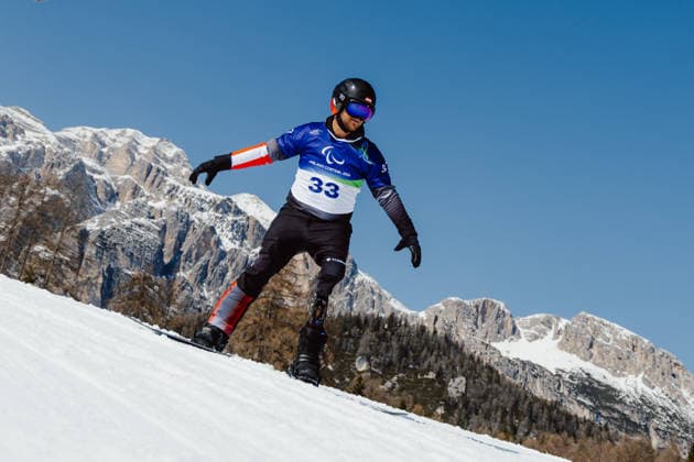 PARALYMPICS - Winter Paralympics Milano Cortina 2026 CORTINA D AMPEZZO,ITALY,05.MAR.26 - PARALYMPICS - Paralympic Winter games, Winterspiele,Spiele, Summer games Milano Cortina 2026, preview, Para Snowboard, training. Image shows Rene Eckhart (AUT).  GEPAxpictures xMaticxKlansek