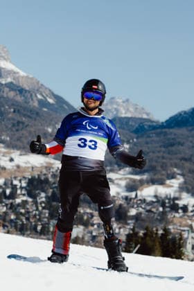 PARALYMPICS - Winter Paralympics Milano Cortina 2026 CORTINA D AMPEZZO,ITALY,05.MAR.26 - PARALYMPICS - Paralympic Winter games, Winterspiele,Spiele, Summer games Milano Cortina 2026, preview, Para Snowboard, training. Image shows Rene Eckhart (AUT).  GEPAxpictures xMaticxKlansek