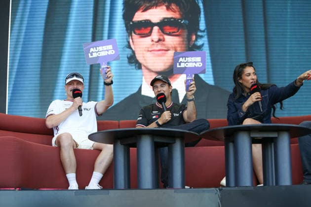 March 5, 2026: VALTTERI BOTTAS and SERGIO PEREZ of Team Cadillac on stage at the Fan Forum Event at the 2026 Australian Formula 1 Grand Prix on March 05, 2026 in Melbourne, Australia - ZUMAa155 20260305_aaa_a155_044 Copyright: xChristopherxKhouryx