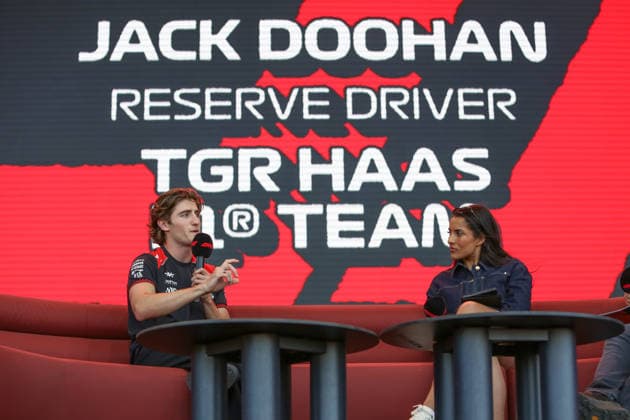 March 5, 2026: JACK DOOHAN of Team HAAS on stage at the Fan Forum Event at the 2026 Australian Formula 1 Grand Prix on March 05, 2026 in Melbourne, Australia - ZUMAa155 20260305_aaa_a155_053 Copyright: xChristopherxKhouryx
