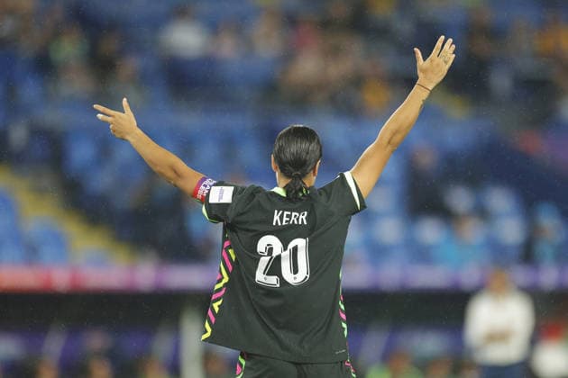 GOLD COAST, AUSTRALIA - MARCH 05 Sam Kerr (20 Australia) gestures during the Womens Asian Cup match between Islamic Republic of Iran and Australia at the Gold Coast Stadium on March 05 2026 in Gold Coast, Australia Copyright: xMatthewxStarlingx xSPPx Sportspressphoto_SPR102421