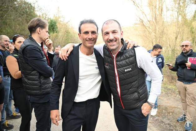05-03-2026 Allenamento Strade Bianche 2026; 2026, Tudor; Cancellara, Fabian; Bennati, Daniele; Colle Pinzuto; 