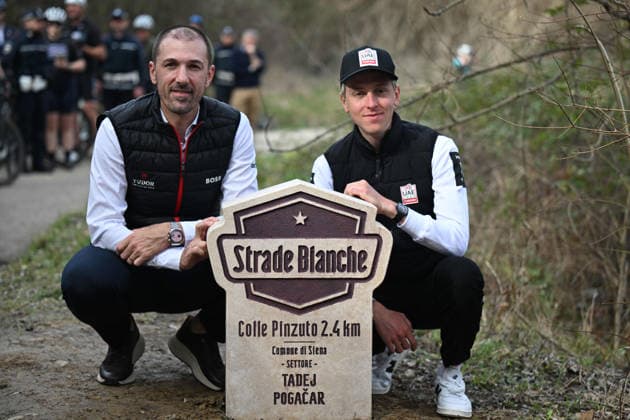 05-03-2026 Allenamento Strade Bianche 2026; 2026, Uae Emirates - Xrg; 2026, Tudor; Pogacar, Tadej; Cancellara, Fabian; Colle Pinzuto; 