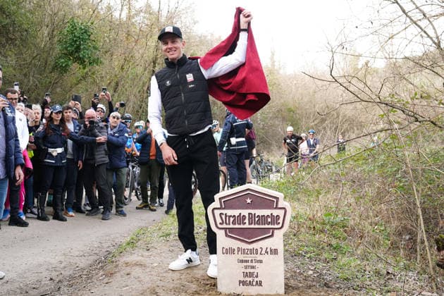 Cycling, Men, Strade Bianche in Siena, Monument to Tadej Pogacar unveiled