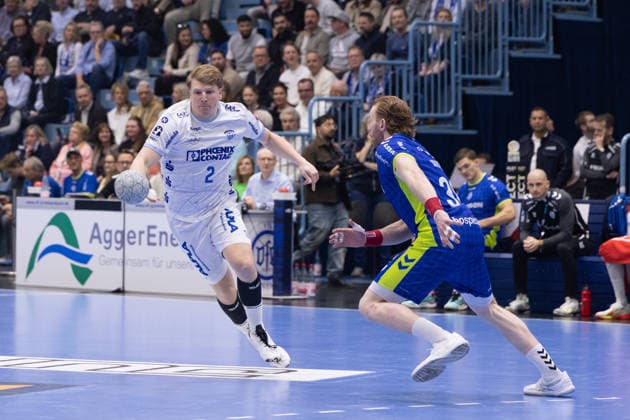 DAIKIN Handball Bundesliga VfL Gummersbach TBV Lemgo Lippe 05 03 2026 Lukas Hutecek TBV Lemgo Lippe, 2 on the ball, Tom Kiesler VfL Gummersbach, 30 DAIKIN Handball Bundesliga VfL Gummersbach TBV Lemgo Lippe Gummersbach, Schwalbe arena on 05 03 2026 Copyright: xBEAUTIFULxSPORTS Wunderlx