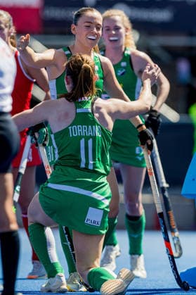 Feldhockey, Frauen, WM-Quali, Irland - Kanada FIH Hockey World Cup Qualifiers, Centro Deportivo de Hockey CÃ Sarah Torrans celebrates with teammates after scoring her sides first goal 5 3 2026  Copyright: x INPHO FrankxUijlenbroekx 019A2736 20260305