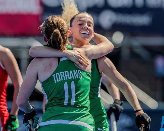 Feldhockey, Frauen, WM-Quali, Irland - Kanada FIH Hockey World Cup Qualifiers, Centro Deportivo de Hockey CÃ Sarah Torrans celebrates with teammates after scoring her sides first goal 5 3 2026  Copyright: x INPHO FrankxUijlenbroekx 019A2742 20260305