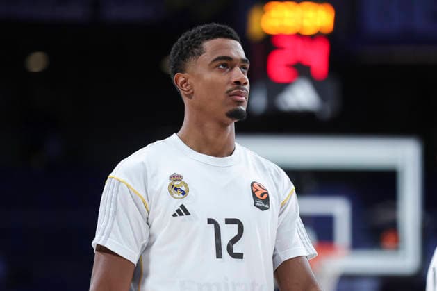 March 5, 2026, Madrid, Madrid, Spain: Theo Maledon of Real Madrid looks on during the EuroLeague Regular Season Round 30 match between Real Madrid and Virtus Bologna at Movistar Arena on March 05 2026, in Madrid, Spain. Madrid Spain - ZUMAa181 20260305_zaa_a181_035 Copyright: xIrinaxR.xHipolitox