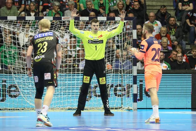 05 03 2026, xgox, Handball EHF Champions League SC Magdeburg FC Barcelona v l ma on the seven-meter penalty against Aleix Gomez Barcelona, 20 Magdeburg