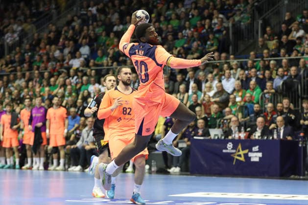 05 03 2026, xgox, Handball EHF Champions League SC Magdeburg FC Barcelona v l Dika Mem Barcelona, 10 throws goal, Torschuetze, scores goal, Treffer, scores the goal Magdeburg