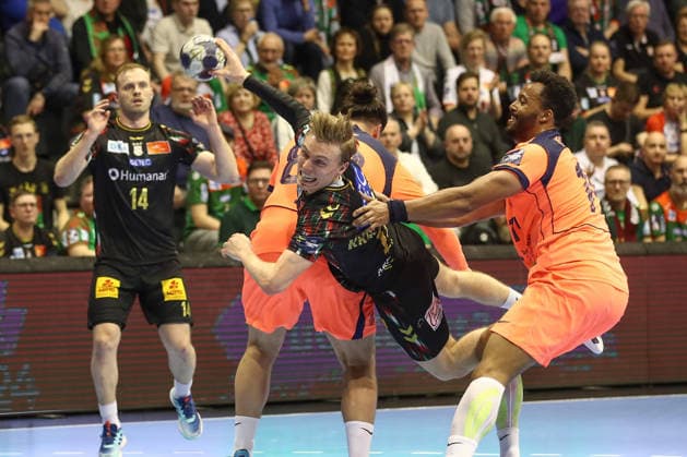05 03 2026, xtgx, Handball, EHF Champions League, SC Magdeburg FC Barcelona v l Gisli Thorgeir Kristjansson Magdeburg, 10 throws goal, goal scorer, scores goal, scores the goal Magdeubrg