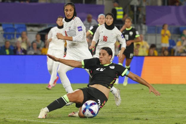 GOLD COAST, AUSTRALIA - MARCH 05 Sam Kerr (20 Australia) has an effort on goal blocked during the Womens Asian Cup match between Islamic Republic of Iran and Australia at the Gold Coast Stadium on March 05 2026 in Gold Coast, Australia Copyright: xMatthewxStarlingx xSPPx Sportspressphoto_SPR102851