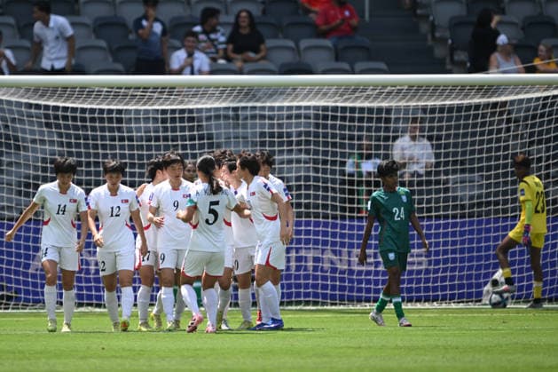 SOCCER ASIAN CUP BANGLADESH NORTH KOREA, North Korea celebrate Kim Kyong Yong™s goal during the AFC Women™s Asian Cup Group B match between Bangladesh and North Korea at CommBank Stadium in Sydney, Friday, March 6, 2026. ( NO ARCHIVING, EDITORIAL USE ONLY SYDNEY NEW SOUTH WALES AUSTRALIA  Copyright: xDEANxLEWINSx 20260306134823233610