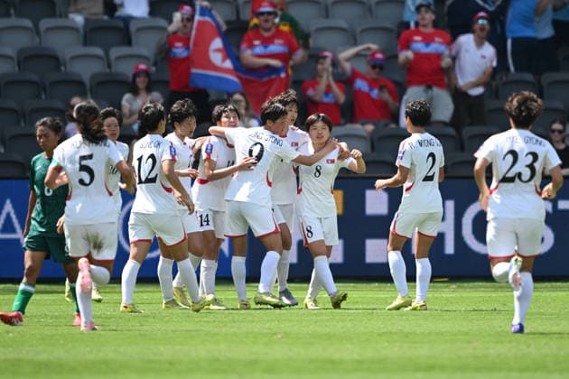 SOCCER ASIAN CUP BANGLADESH NORTH KOREA, North Korea celebrate Myong Yu Jong™s goal during the AFC Women™s Asian Cup Group B match between Bangladesh and North Korea at CommBank Stadium in Sydney, Friday, March 6, 2026. ( NO ARCHIVING, EDITORIAL USE ONLY SYDNEY NEW SOUTH WALES AUSTRALIA  Copyright: xDEANxLEWINSx 20260306167770770267