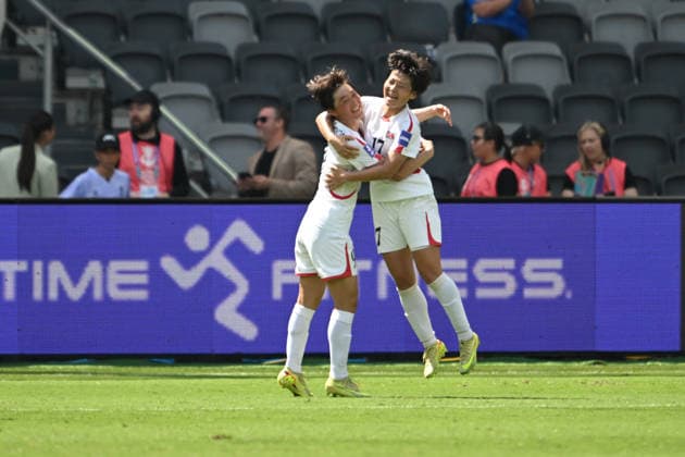 SOCCER ASIAN CUP BANGLADESH NORTH KOREA, Kim Kyong Yong of North Korea celebrates after scoring a goal with Kim Song Gyong of North Korea during the AFC Women™s Asian Cup Group B match between Bangladesh and North Korea at CommBank Stadium in Sydney, Friday, March 6, 2026. ( NO ARCHIVING, EDITORIAL USE ONLY SYDNEY NEW SOUTH WALES AUSTRALIA  Copyright: xDEANxLEWINSx 20260306186349953302