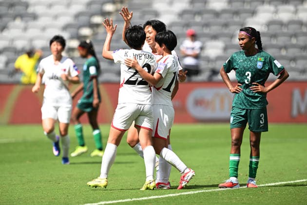SOCCER ASIAN CUP BANGLADESH NORTH KOREA, Kim Hye Yong of North Korea celebrates after scoring a goal during the AFC Women™s Asian Cup Group B match between Bangladesh and North Korea at CommBank Stadium in Sydney, Friday, March 6, 2026. ( NO ARCHIVING, EDITORIAL USE ONLY SYDNEY NEW SOUTH WALES AUSTRALIA  Copyright: xDEANxLEWINSx 20260306110692087060