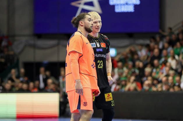05 03 2026, xgox, Handball EHF Champions League SC Magdeburg FC Barcelona v l Luis Frade Barcelona, 82 and Magnus Saugstrup Magdeburg, 23 Magdeburg