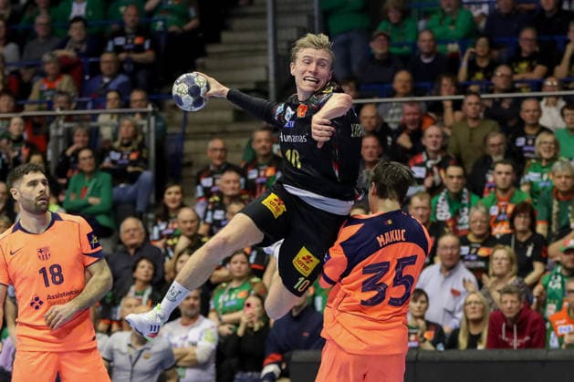 05 03 2026, xgox, Handball EHF Champions League SC Magdeburg FC Barcelona v l Gisli Thorgeir Kristjansson Magdeburg, 10 throws goal, goal scorer, scores goal, scores the goal Magdeburg