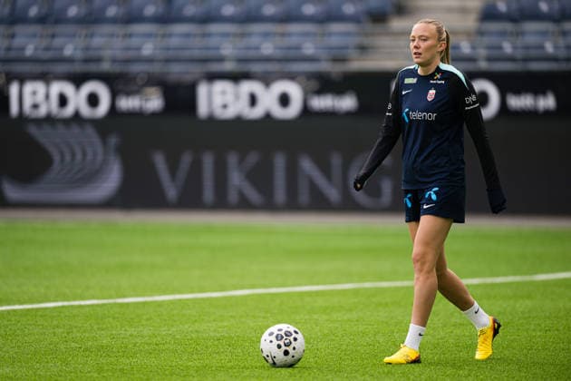 260306 Synne Jensen of the Norwegian women™s national football team during a training session on March 6, 2026 in Stavanger Photo Marius Simensen BILDBYRAN Cop 238 bbeng dam fifa women s world cup qualifier football fotball fotboll norge norway practice soccer training trening träning  Copyright: MARIUSxSIMENSEN BB260306BB463