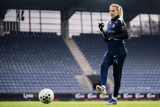 260306 Ada Hegerberg of the Norwegian women™s national football team during a training session on March 6, 2026 in Stavanger Photo Marius Simensen BILDBYRAN Cop 238 bbeng dam fifa women s world cup qualifier football fotball fotball norge norway practice soccer training trening träning  Copyright: MARIUSxSIMENSEN BB260306BB472