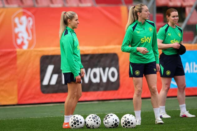 Republic of Ireland WNT Squad Training, Stadion Galgenwaard, Utrecht, Netherlands 6 3 2026 Tara O™Hanlon and Megan Connolly Tara O™Hanlon and Megan Connolly 6 3 2026  Copyright: x INPHO RyanxByrnex RB1_0001