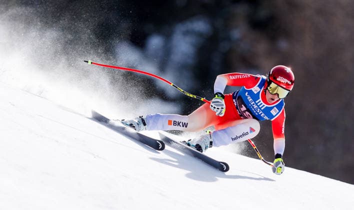 ALPINE SKIING - FIS WC Val di Fassa VAL DI FASSA,ITALY,06.MAR.26 - ALPINE SKIING - FIS World Cup, downhill, ladies. Image shows Corinne Suter (SUI).  GEPAxpictures xHaraldxSteiner
