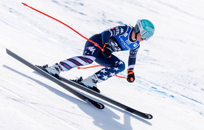 ALPINE SKIING - FIS WC Val di Fassa VAL DI FASSA,ITALY,06.MAR.26 - ALPINE SKIING - FIS World Cup, downhill, ladies. Image shows Allison Mollin (USA).  GEPAxpictures xHaraldxSteiner