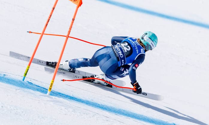 ALPINE SKIING - FIS WC Val di Fassa VAL DI FASSA,ITALY,06.MAR.26 - ALPINE SKIING - FIS World Cup, downhill, ladies. Image shows Allison Mollin (USA).  GEPAxpictures xHaraldxSteiner
