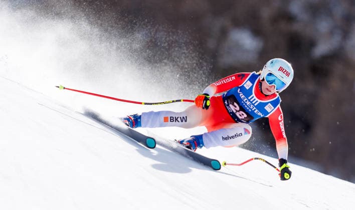 ALPINE SKIING - FIS WC Val di Fassa VAL DI FASSA,ITALY,06.MAR.26 - ALPINE SKIING - FIS World Cup, downhill, ladies. Image shows Janine Schmitt (SUI).  GEPAxpictures xHaraldxSteiner