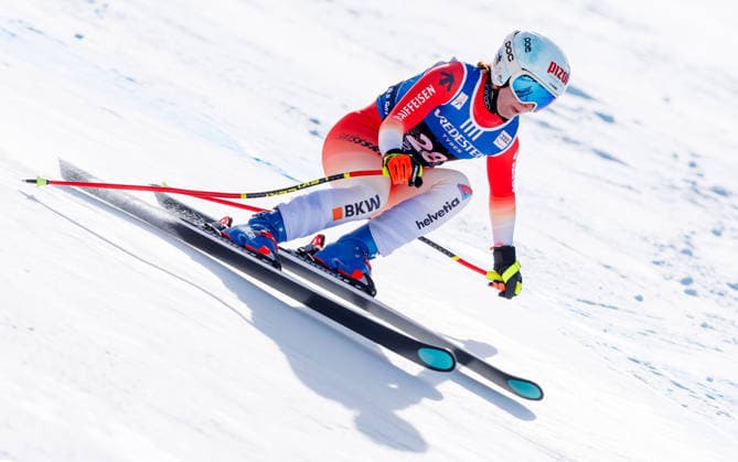 ALPINE SKIING - FIS WC Val di Fassa VAL DI FASSA,ITALY,06.MAR.26 - ALPINE SKIING - FIS World Cup, downhill, ladies. Image shows Janine Schmitt (SUI).  GEPAxpictures xHaraldxSteiner