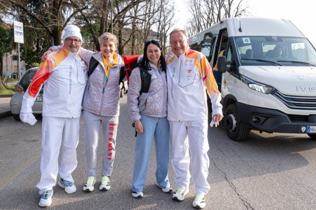 Paralympic Torch Relay - Millano Cortina 2026 Winter Paralympics: Day 0 Opening Ceremony - Milano Cortina 2026 Winter Paralympics: Day 0 Verona VERONA, ITALY - MARCH 6: Paralympic Torch Relay HARTLEB, Frank-Thomas, KLIEWER, Katja (NPC Germany, German Disabled Youth , SURMANN, Anja (NPC Germany), BEUCHER, Friedhelm-Julius (NPC Germany) form left to right Impressions of the Paralympic Torch Relay on day zero of the Milano Cortina 2026 Winter Paralympics at Verona on March 6, 2026 in Verona, Italy (Photo by RALF KUCKUCK) Copyright 2026 Ralf Kuckuck