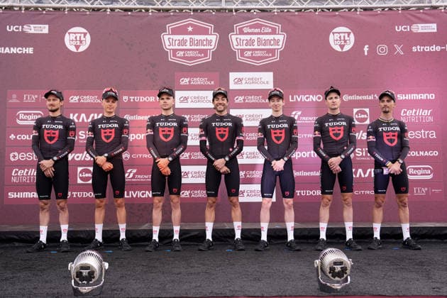 TUDOR PRO CYCLING TEAM during the team presentation of the Strade Bianche e Strade Bianche Women cycling race in Siena, Tuscany - Italy - Friday, March 6, 2026. - cycling  Copyright: xFabioxFerrari LaPressex