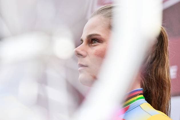 Belgian Lotte Kopecky pictured during the team presentations ahead of the Strade Bianche one day cycling race from and to Siena, Italy, Friday 06 March 2026. DIRKxWAEM  x166661861x